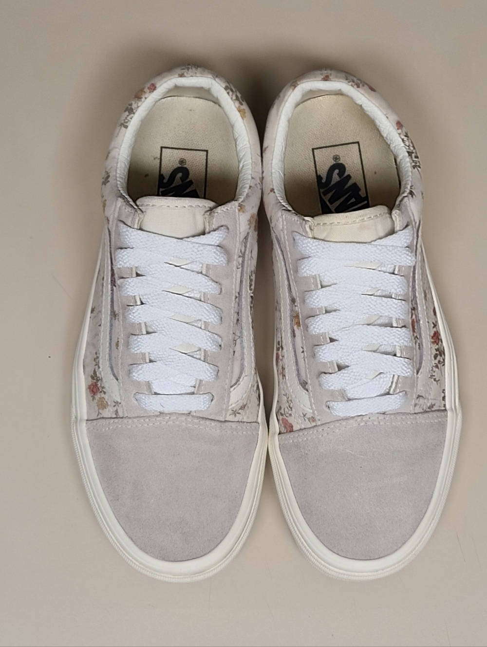 Vans Old Skool Floral Marshmallow low top skateboard sneakers size 7 1/2 - Picture 4 of 11